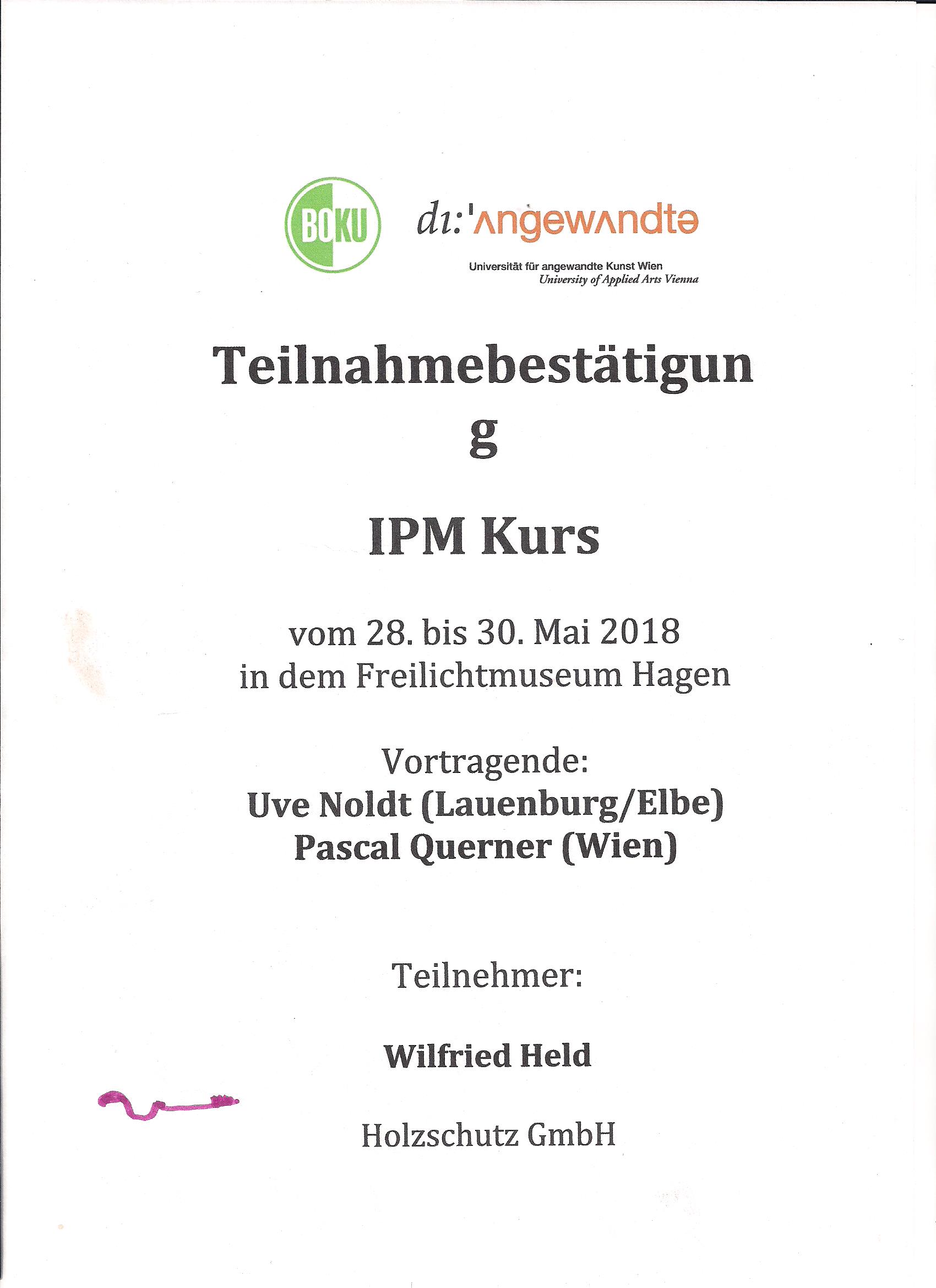 Zertifikat - IPM Kurs